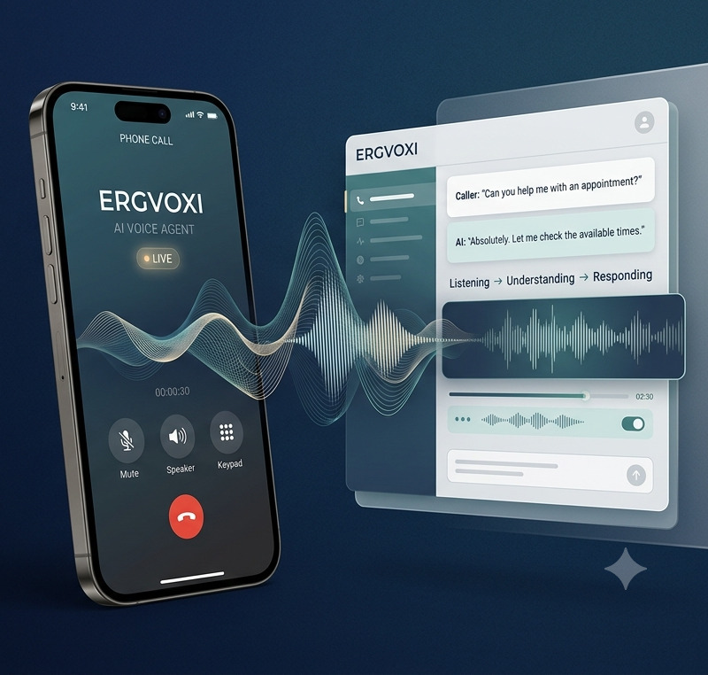 ErgVoxi AI voice agent handling a call
